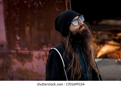 man in with rusty background