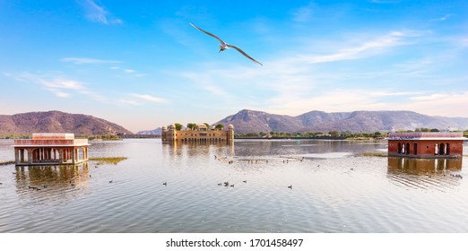 Man Sagar Lake And Jal Mahal Palace, Jaipur, India