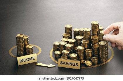 Man saving his money for retirement or project achievement. Composite image between a hand photography and a 3D background.