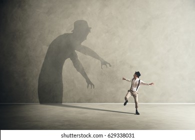 Man Scared By His Demon Shadow 