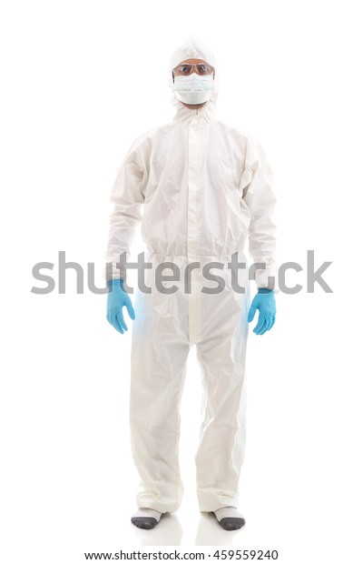 Man Scientists Wear Protective Clothing On Stock Photo (Edit Now) 459559240