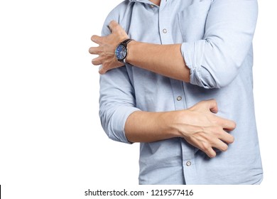 Man Scratching Himself Isolated On White Stock Photo (Edit Now) 1219577416