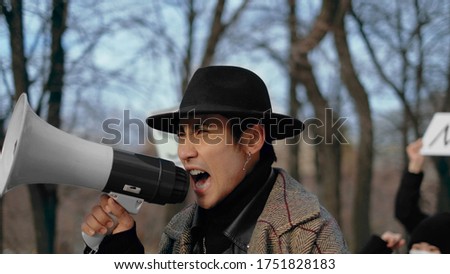 Man Scream Loudspeaker. Corona Virus China. Asian Crowd People Go Walk. Respiratory Face Mask. Rebel Protest. Strike Out. Asia Coronavirus Mers. Megaphone Shout. Chinese Revolution public. Covid-19.