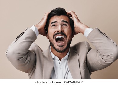 man screaming crazy suit business work angry businessman sad yelling boss - Powered by Shutterstock