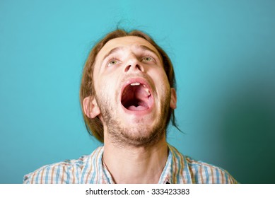 Similar Images, Stock Photos & Vectors of man screaming and looking up ...