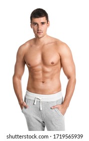 Man With Sexy Body On White Background