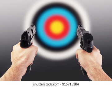 Man Shooting With Two Guns