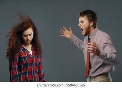 Man Shouts On Woman, Strong Wind Blowing In Face