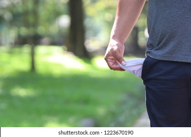 A Man Show His Pocket , No Money In The Pocket , Close Up