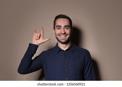 Man Showing Love You Gesture Sign Stock Photo 1356560921 | Shutterstock