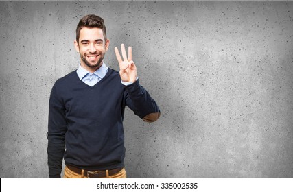 Man Showing Number Three