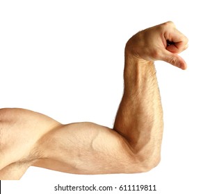 A Man Shows Arm Strength. 