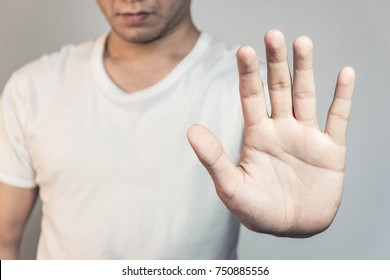 A Man Shows The Hands Stop Timeout