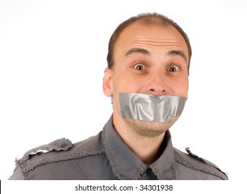 Man Silenced With Duct Tape Over His Mouth