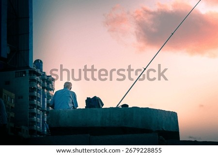man siting with lofi cloud background