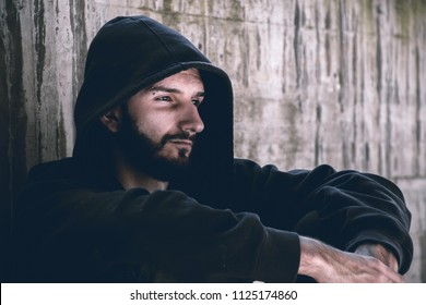 Man Sitting Abandoned Building Hopeless Alone Stock Photo 1125174860 ...