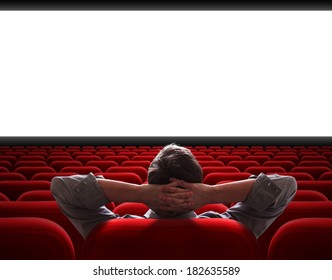 Man Sitting Alone In Empty Cinema Hall