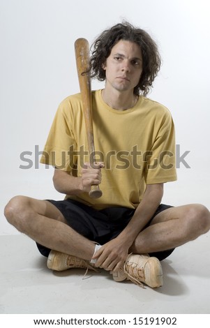 Similar – Image, Stock Photo bearded man huntsman with two axes stands near a rusty train