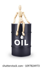 Man Is Sitting On A Barrel Of Oil. Oil Tycoon