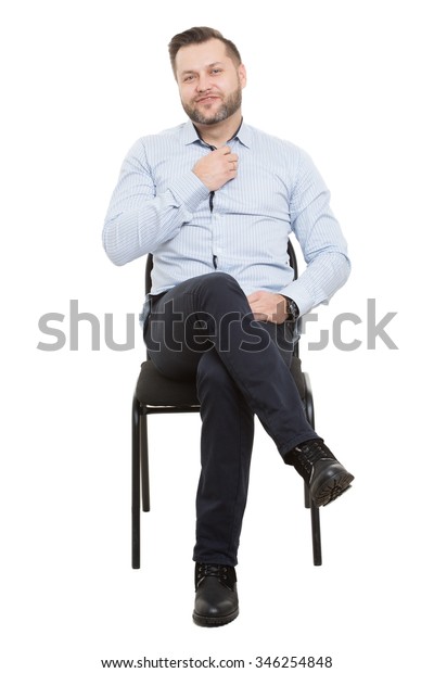 Man Sitting On Chair Isolated White Stock Photo 346254848 | Shutterstock