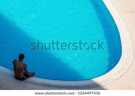 Similar – #A0# Lunch break with laptop by the pool