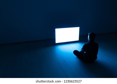 Man Sitting On Floor Front Television Stock Photo 1232066581 | Shutterstock