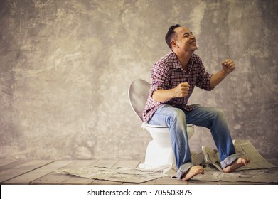 45 Costive Images Stock Photos Vectors Shutterstock   Man Sitting On Toilet 260nw 705503875 