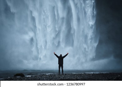 Man at Skogafoss, Iceland - Powered by Shutterstock