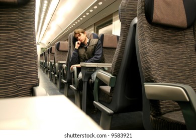 a man sleep in train
