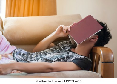 Man Sleeping On Old Sofa Book Stock Photo 1122217640 Shutterst