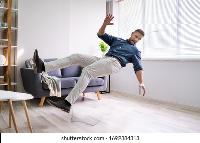 Man Slipping And  Falling At Home