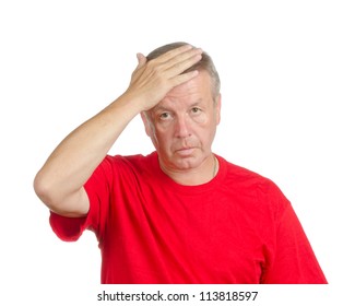 Man Smacking His Forehead. Isolated On White. Body Language. Disappointment. Self-accusation.