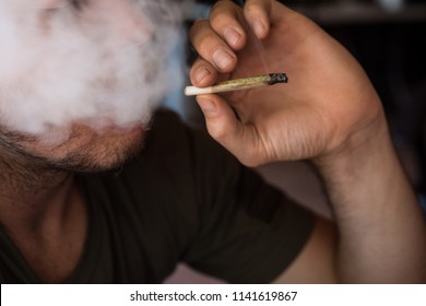 Man Smoking Cannabis 
