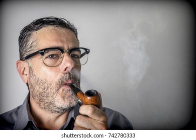 Man Smoking Pipe Isolated On White Stock Photo 742780333 | Shutterstock