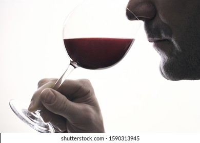 Man Sniffing Wine In Glass