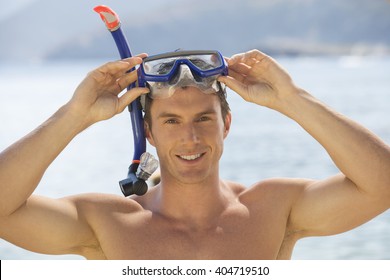 A Man Snorkeling