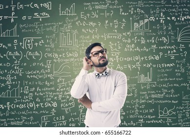 Man solving mathematical question