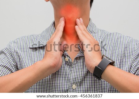 Man with sore neck and Tonsillitis