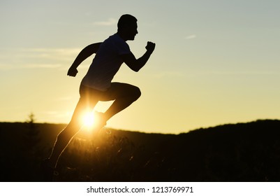 Athlete Runs On Sunset Sky Background Stock Photo 770985325 | Shutterstock