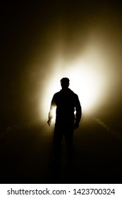 Man Standing Alone Silhouette Darkness Abstract Stock Photo (Edit Now