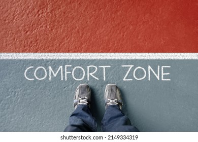 Man Standing In His Comfort Zone Missing Out On Opportunity Concept For Motivation, Opportunity And Possitive Attitude