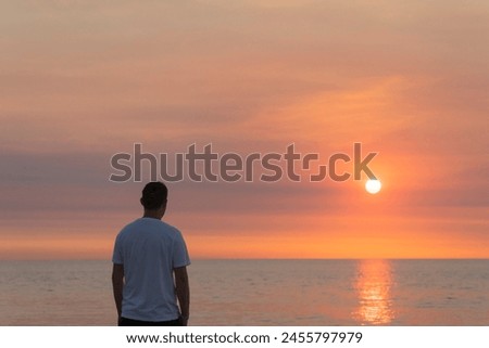 Similar – Image, Stock Photo Morning walk towards the summit peaks