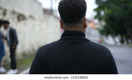 Man Standing Outside Looking Up To Sky Thoughtful Person Looks Up