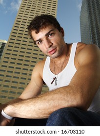 Man staring at the camera
