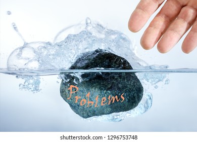 Man of stoke a stone with problems. Concept solution to the problem, difficulty.
