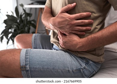 Man With Stomach Pain And Digestive Issues.