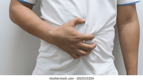 Man stomachache, concept with healthcare and medicine.