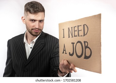 Man Suit Holds Cardboard Sign That Stock Photo 1702581208 | Shutterstock