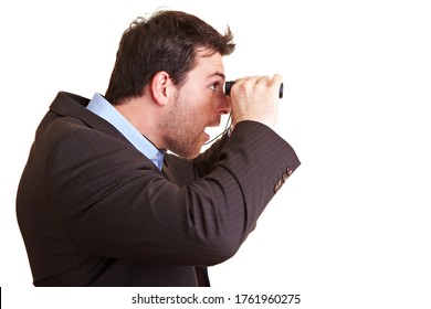 Man in a suit looks in amazement through binoculars - Powered by Shutterstock