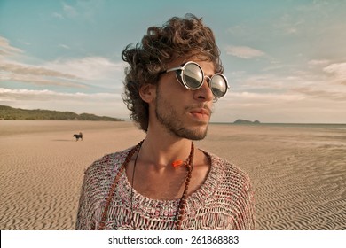 Man In Sunglasses On The Beach In Phangan, Thailand